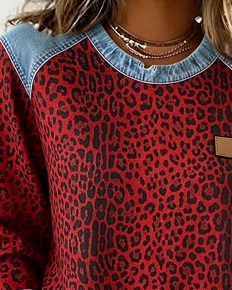 ELARA™ | Leopard Patchwork Sweatshirt