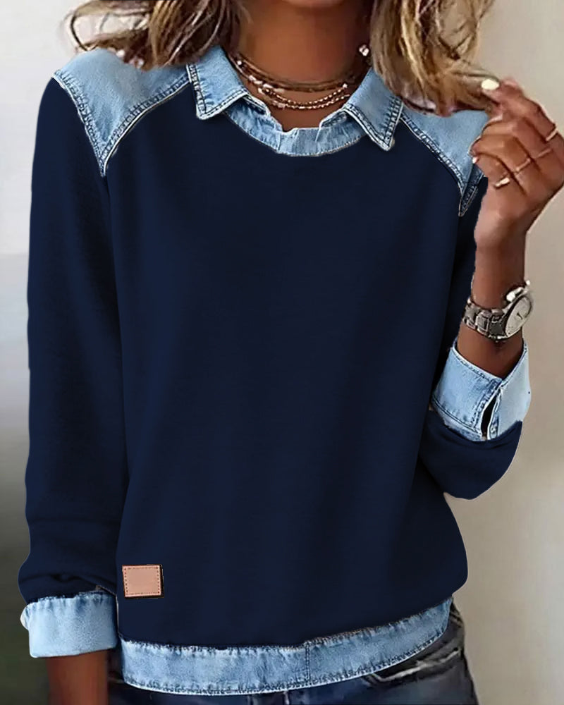 Ella | Denim Collar Blouse