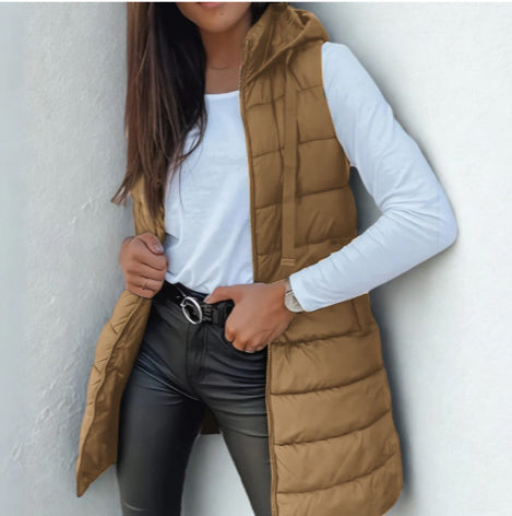 FLORENCE | Long Hooded Puffer Gilet