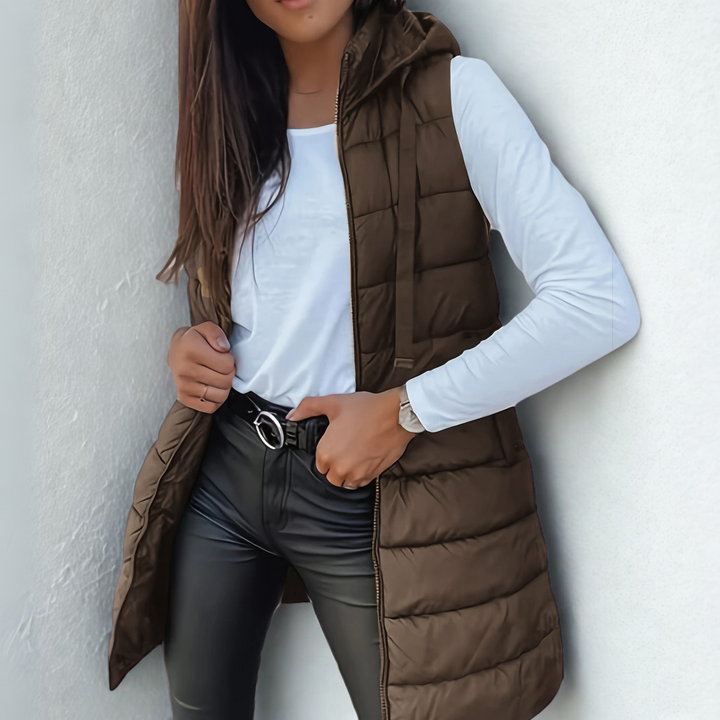 FLORENCE | Long Hooded Puffer Gilet