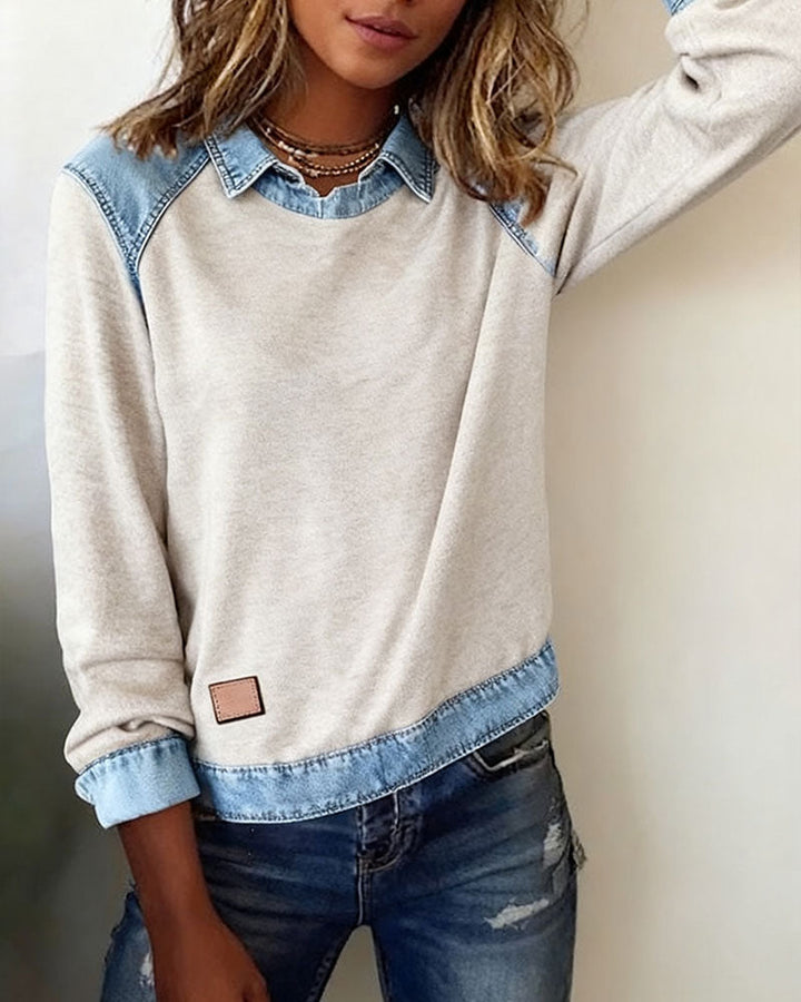 Ella | Denim Collar Blouse