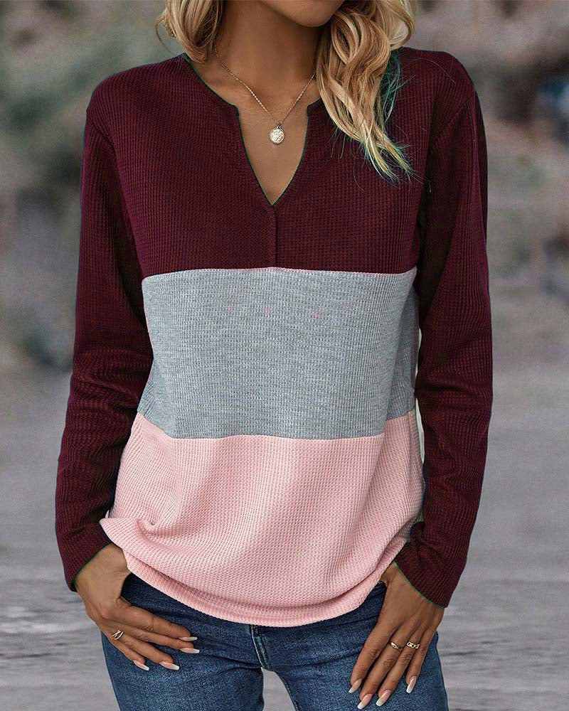 Harper | Colourblock Waffle Knit Top