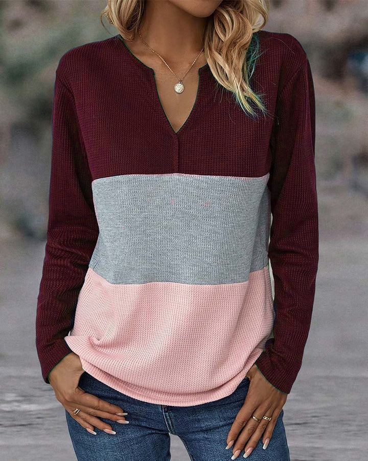 Harper | Colourblock Waffle Knit Top