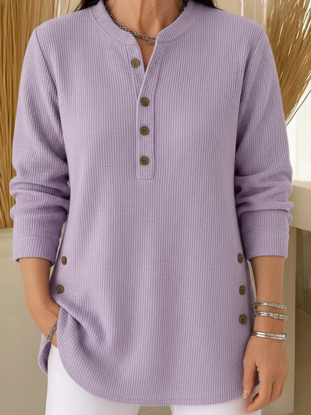 Melanie™ – Plain Knit Jumper with Long Sleeves