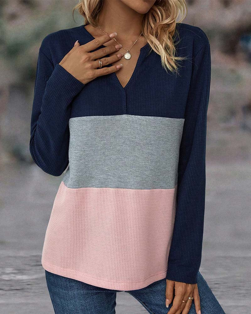 Harper | Colourblock Waffle Knit Top