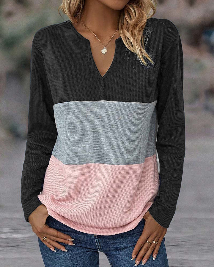 Harper | Colourblock Waffle Knit Top