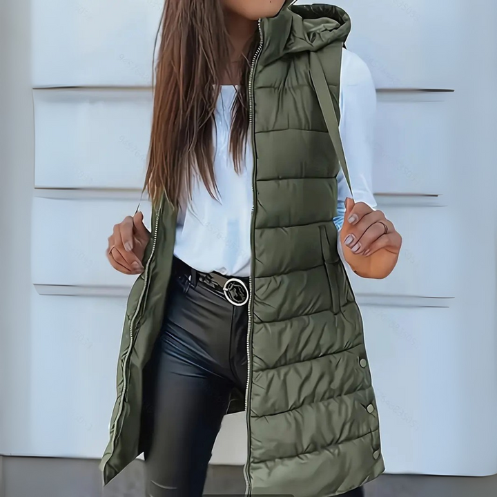 FLORENCE | Long Hooded Puffer Gilet