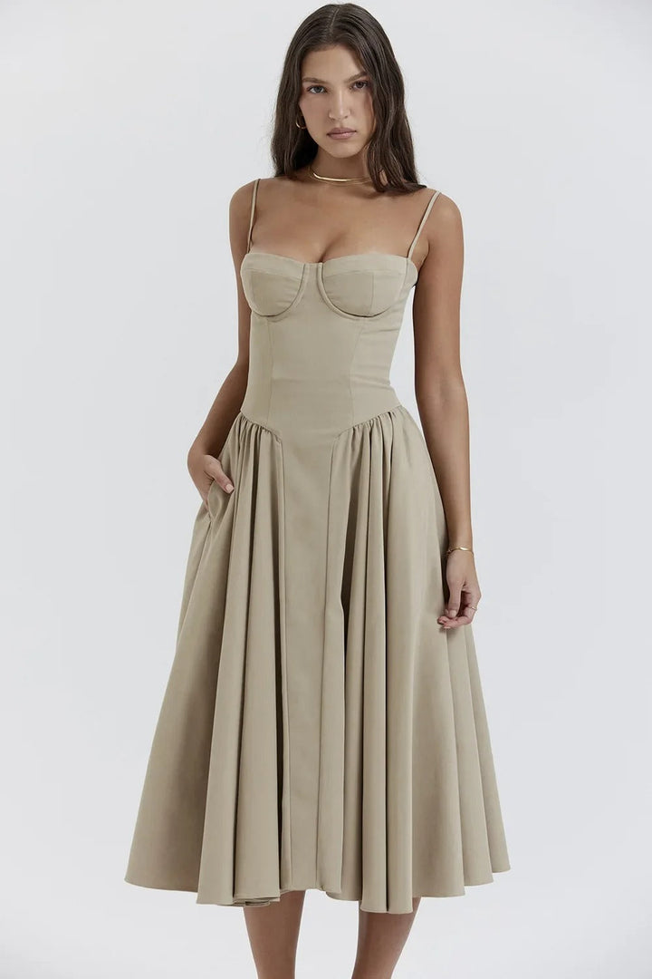 Nina | Sleeveless Corset Midi Dress