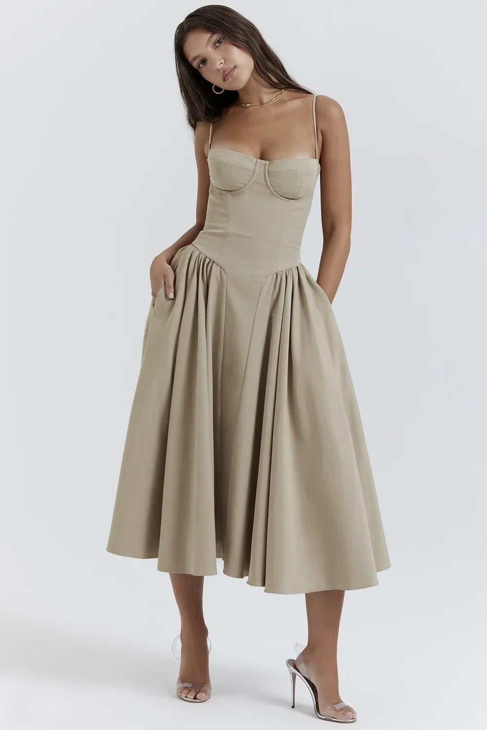 Nina | Sleeveless Corset Midi Dress