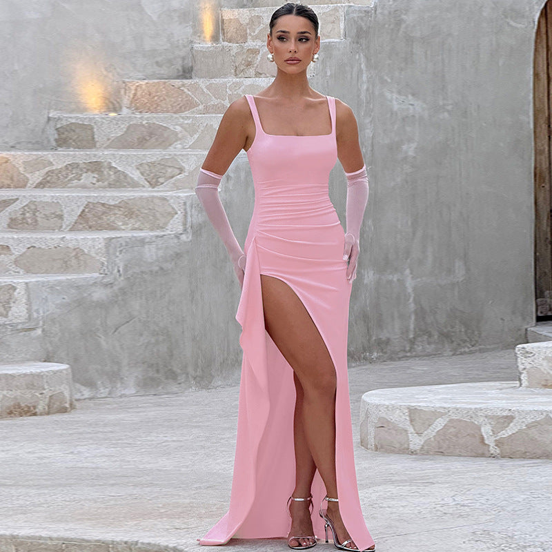 MARILYN™ | Elegant Formal Slip Maxi Dress with Open Back
