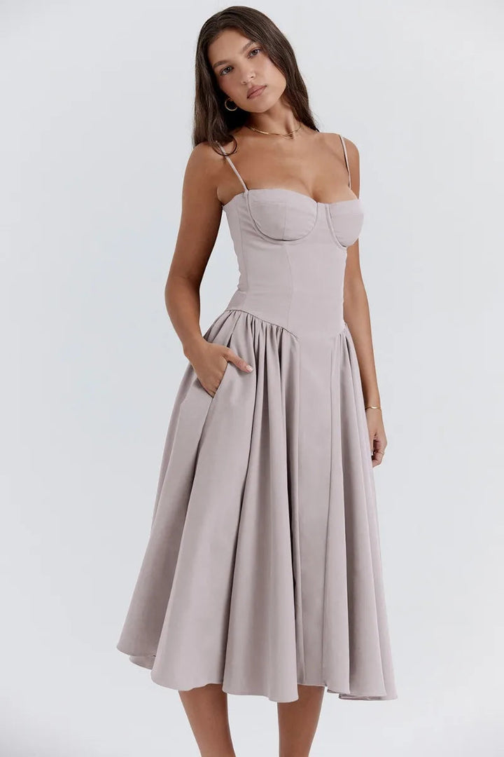 Nina | Sleeveless Corset Midi Dress