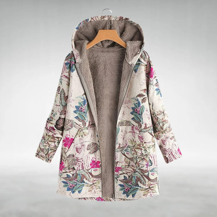 Fleural™ | Elegant Floral Hooded Coat