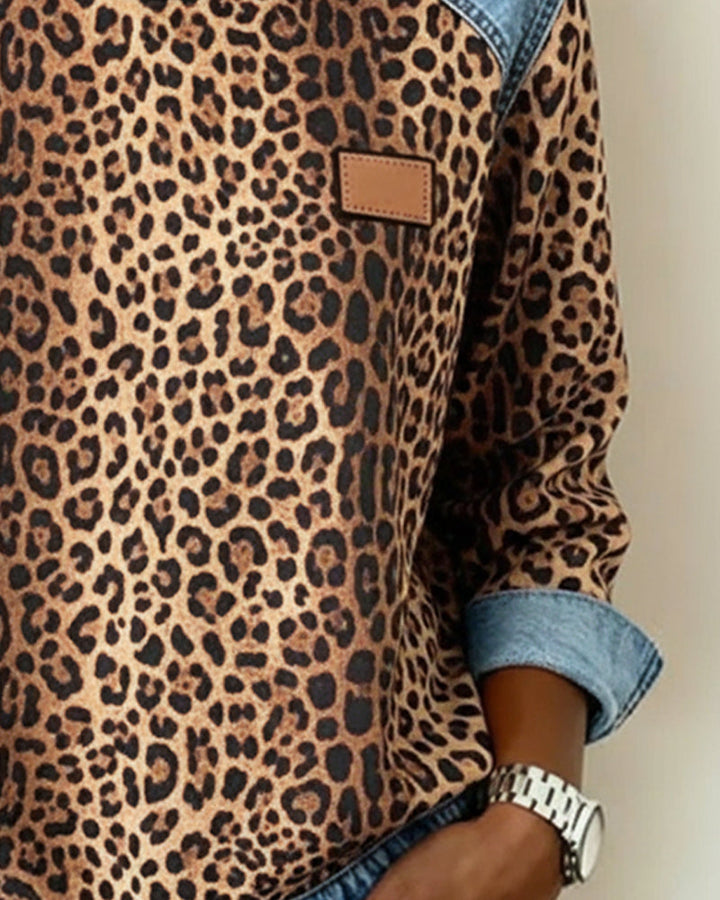 ELARA™ | Leopard Patchwork Sweatshirt