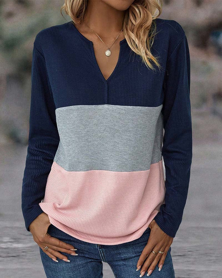Harper | Colourblock Waffle Knit Top