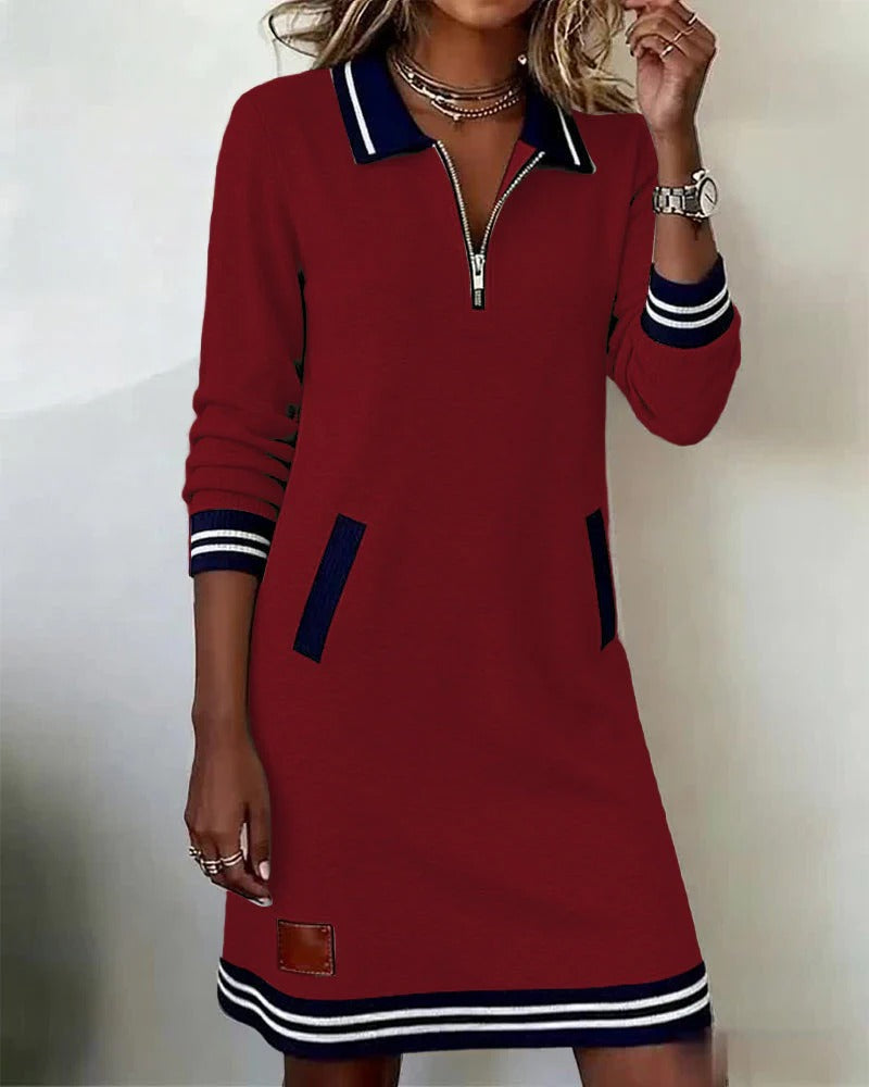 Caroline | Chic Long Sleeve Cotton Dress