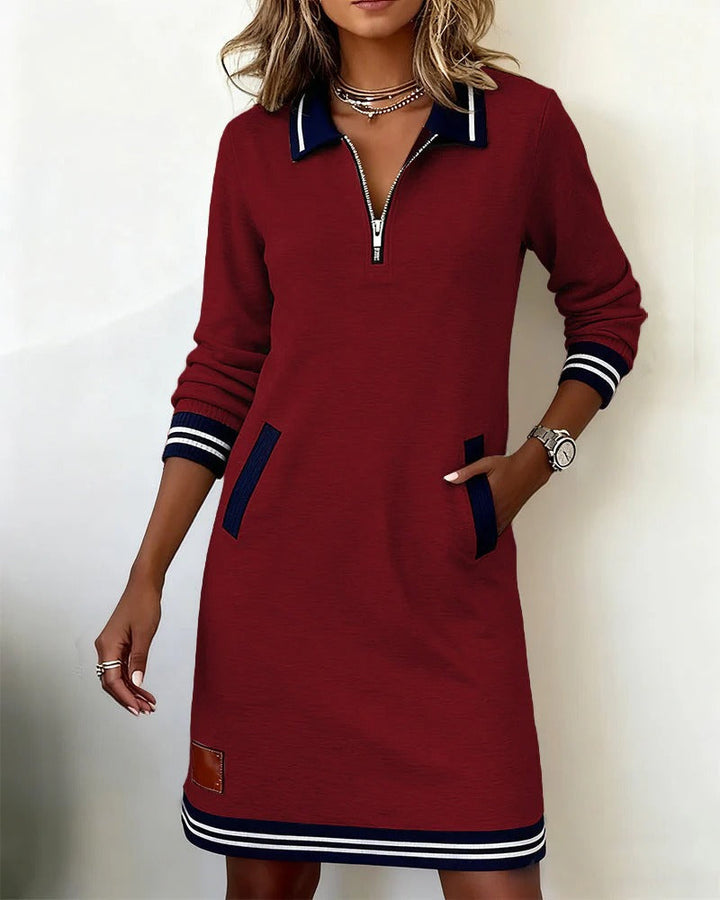 Caroline | Chic Long Sleeve Cotton Dress