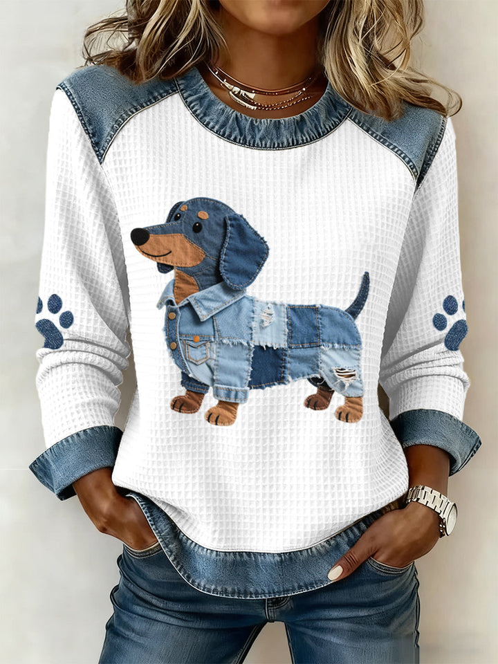 Nellie | Denim Patchwork Dachshund